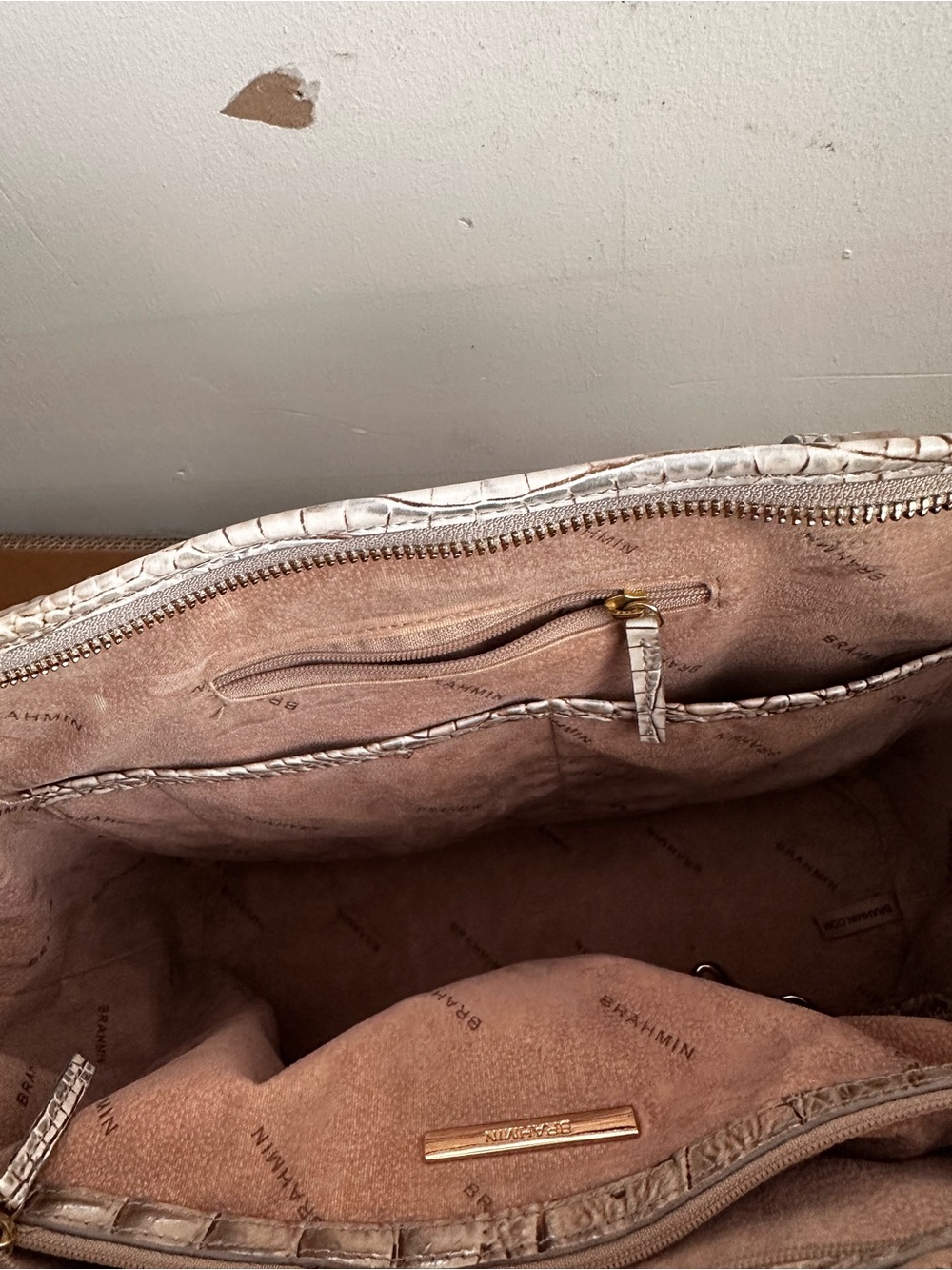 Brahmin Silver Croc-Embossed Tote with Tassel Charm - Picture 7 of 8